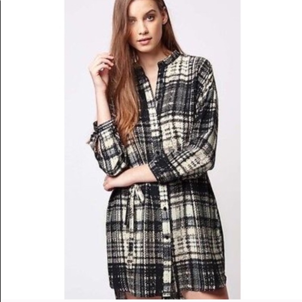 TOPSHOP TARTAN PLAID SHIRT DRESS